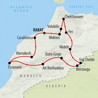 tourhub | On The Go Tours | Camels, Souks & Kasbahs - 15 Days | Tour Map