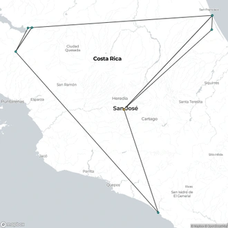 tourhub | Destination Services Costa Rica | Essential Costa Rica - Package with Guanacaste | Tour Map