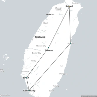 tourhub | The Dragon Trip | 12-day Taiwan Adventure Tour | Tour Map