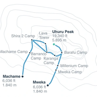 tourhub | Explore Active | Mountain Kilimanjaro: Machame route - 9 Day itinerary. | Tour Map