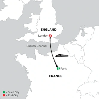 tourhub | Globus | Independent Paris & London City Stay | Tour Map