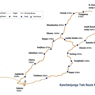 tourhub | Sherpa Expedition & Trekking | Kanchenjunga Circuit Trek 28 Days | Tour Map