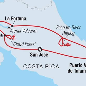 tourhub | Intrepid Travel | Costa Rica: Hike, Bike & Raft | Tour Map