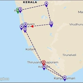 tourhub | Expertise Travels | 8 Days Kerala Exclusive tour | Tour Map