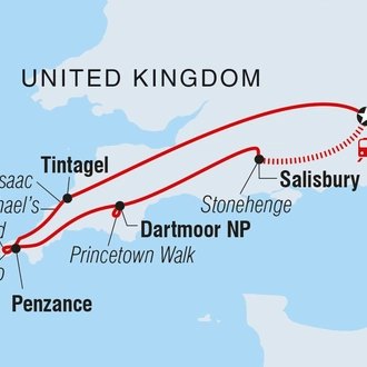 tourhub | Intrepid Travel | Highlights of South-West England  | Tour Map