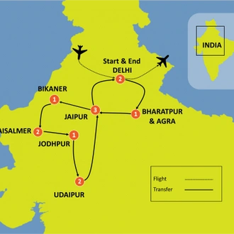 tourhub | Tweet World Travel | Premium India Tour: Splendid Journey Across India | Tour Map