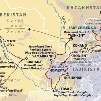 tourhub | Wild Frontiers | Silk Road: The Five 'Stans of Central Asia (Almaty - Ashgabat) | Tour Map