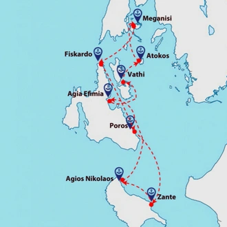 tourhub | Sail In Greece | 8-day/7-night Zante gulet cruise | Tour Map