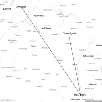 tourhub | Agora Voyages | Delhi To Amritsar | Tour Map