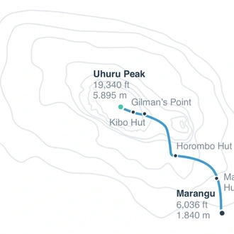 tourhub | Spider Tours And Safaris | MOUNT KILIMANJARO  CLIMBING THROUGH MARANGU ROUTE 6  DAYS  TANZANIA | Tour Map