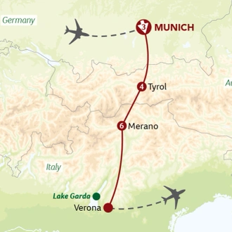 tourhub | Titan Travel | The Fairytale Tour - Best of Bavaria, Austria and the Italian Lakes | Tour Map