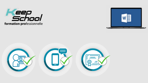 Représentation de la formation : ⭐Formation WORD certification TOSA : tous niveaux, cours particuliers visio (30h) + e-learning⭐