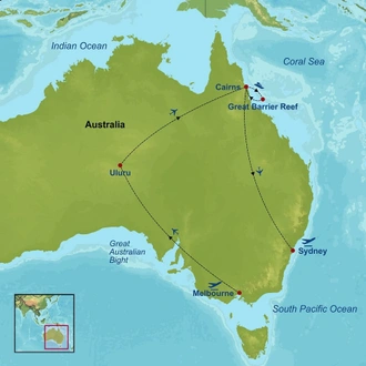 tourhub | Indus Travels | Treasures Of Australia | Tour Map