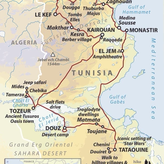 tourhub | Wild Frontiers | Tunisia Uncovered | Tour Map