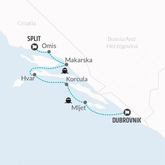 tourhub | Bamba Travel | Croatia Sailing Adventure 8D/7N (Split to Dubrovnik) | Tour Map