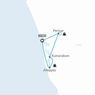 tourhub | Bamba Travel | Kerala Discovery 7D/6N | Tour Map