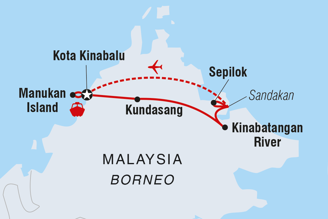 tourhub | Intrepid Travel | Classic Borneo | Tour Map