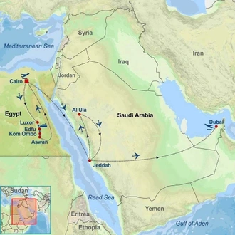 tourhub | Indus Travels | Best of Egypt Saudi Arabia and Dubai | Tour Map