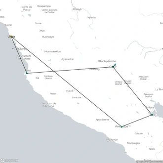 tourhub | Today Voyages | EN Xperience Peru + Paracas Extension | Tour Map