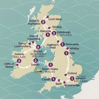 tourhub | Topdeck | Play & Pause: Britain & Ireland 2024-25 | Tour Map