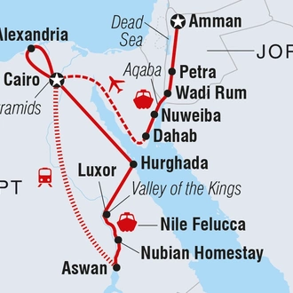 tourhub | Intrepid Travel | Jordan & Egypt Uncovered | Tour Map