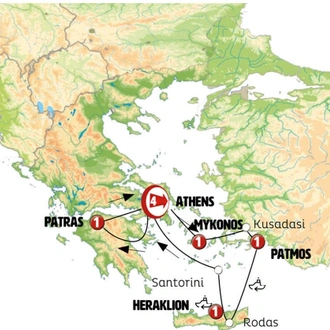 tourhub | Europamundo | Athens, Peloponnese and the Beautiful Aegean Int | Tour Map