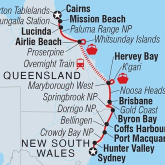 tourhub | Intrepid Travel | Sydney to Cairns Adventure | Tour Map