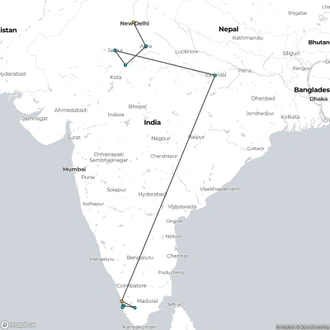 tourhub | Trafalgar | Best of India with Kerala | Tour Map