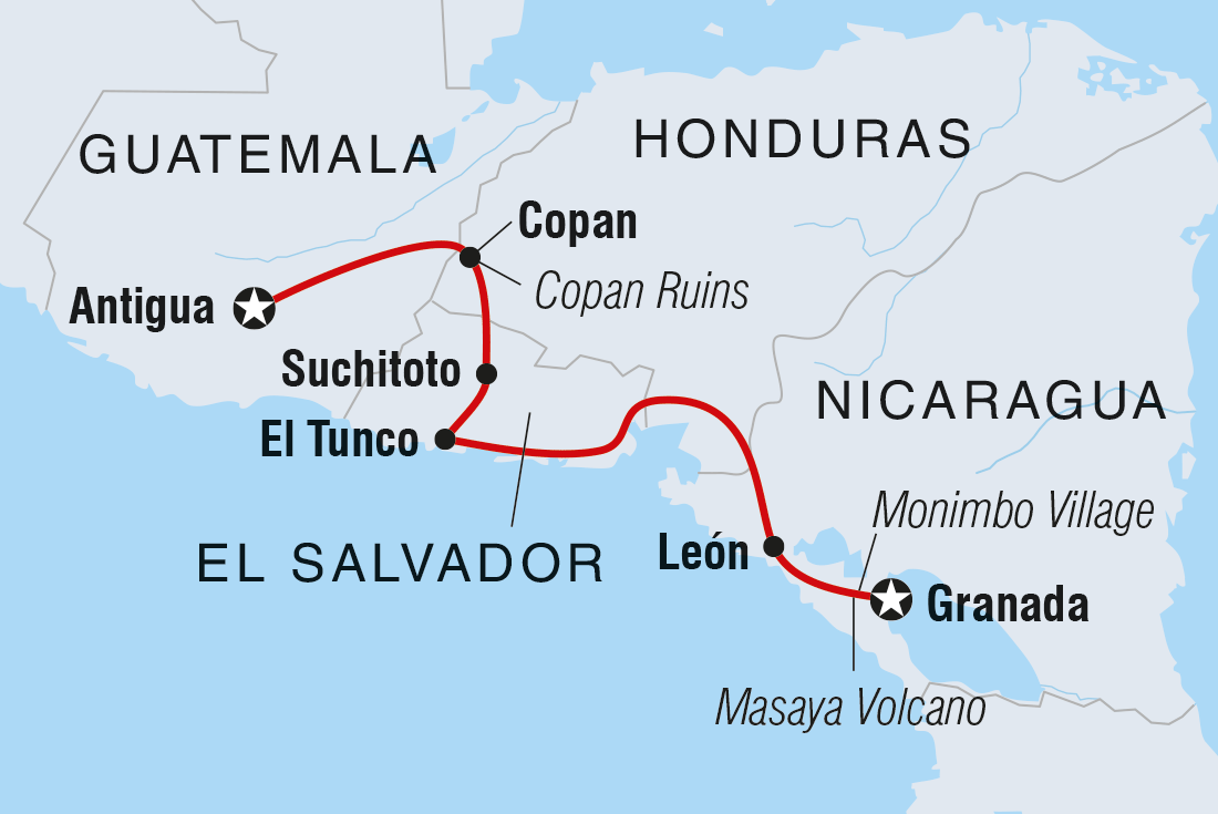 tourhub | Intrepid Travel | Nicaragua & Beyond  | Tour Map