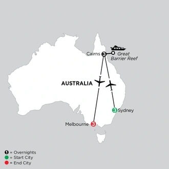 tourhub | Globus | Independent Australian Explorer | Tour Map