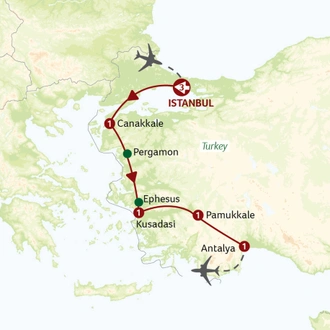 tourhub | Saga Holidays | Magnificent Turkey Tour - Istanbul to Antalya | Tour Map