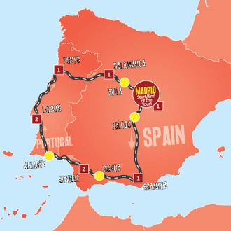 tourhub | Expat Explore Travel | Highlights of Spain & Portugal - 9 Days | Tour Map