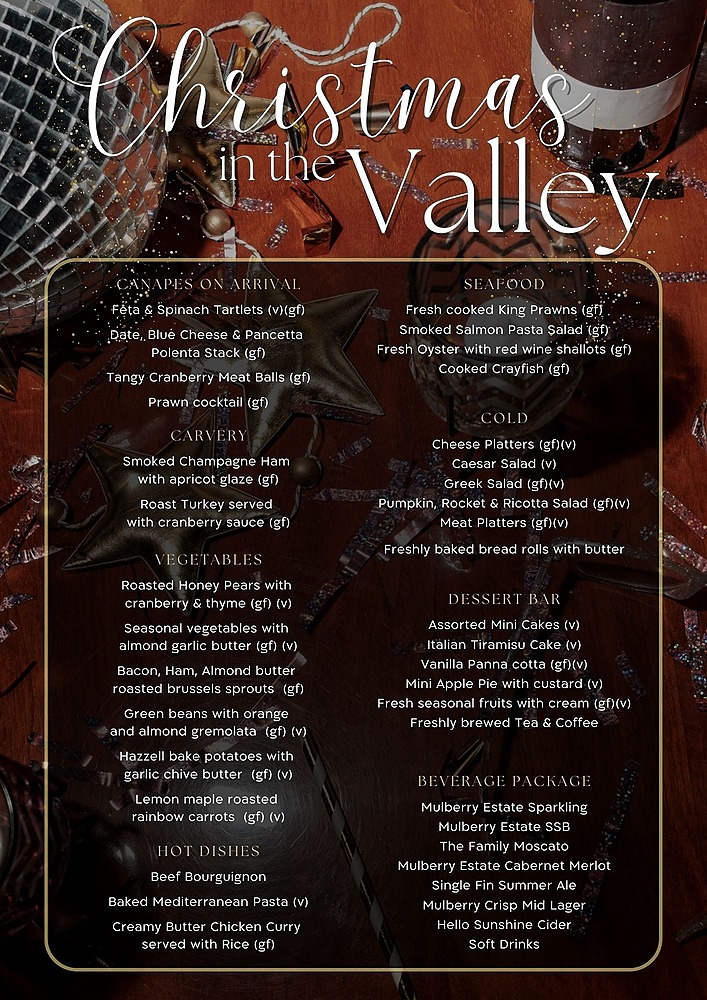 Christmas in the Valley Buffet Dinner menu