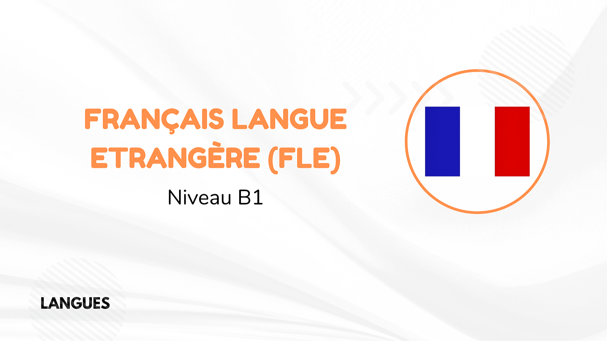 Représentation de la formation : FRANCAIS LANGUE ETRANGERE (FLE) NIVEAU B1