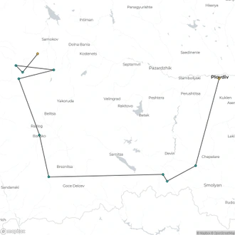 tourhub | The Natural Adventure | Trekking in Bulgaria: Rila, Pirin and the Rhodope Mountains | Tour Map