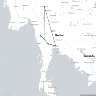 tourhub | Prestigo Asia | Exotic Thailand in 13 Days - Bangkok / Kanchanaburi / Chiang Mai/ Krabi Island | Tour Map