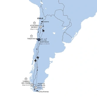 tourhub | Insight Vacations | Best of Chile from Atacama to Patagonia - Classic Group | Tour Map