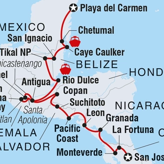 tourhub | Intrepid Travel | Central American Adventure | Tour Map