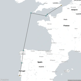 tourhub | HX Hurtigruten Expeditions | European Spring Explorer – From Lisbon to Dover | Tour Map