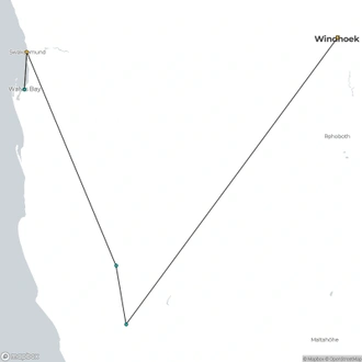 tourhub | Chameleon Safaris Namibia | 6 Day Skeleton Coast and Sossusvlei Experience | Tour Map