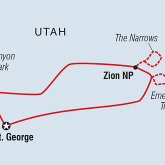 tourhub | Intrepid Travel | Hiking and Camping in Zion | Tour Map