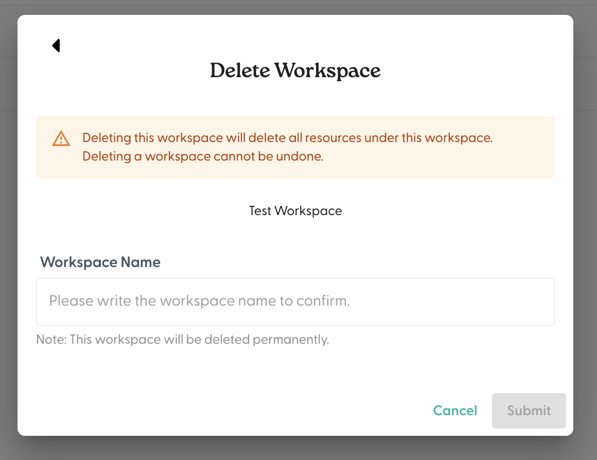 Delete a workspace