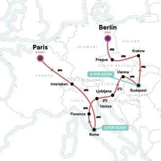 tourhub | G Adventures | Paris to Berlin: Art & the Alps | Tour Map