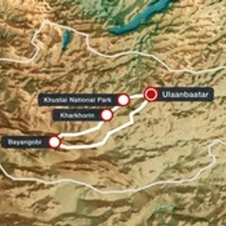 tourhub | Sundowners Overland | Naadam Adventure | Tour Map