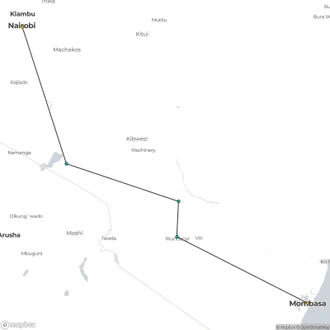 tourhub | ARP Travel Group | Kilimanjaro to Mombasa | Tour Map