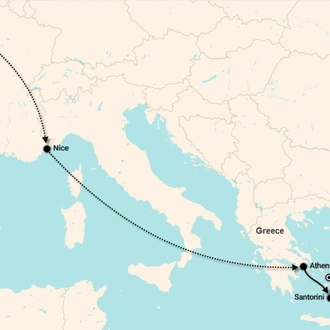 tourhub | Discovery Nomads | France and Greece Tour | Tour Map