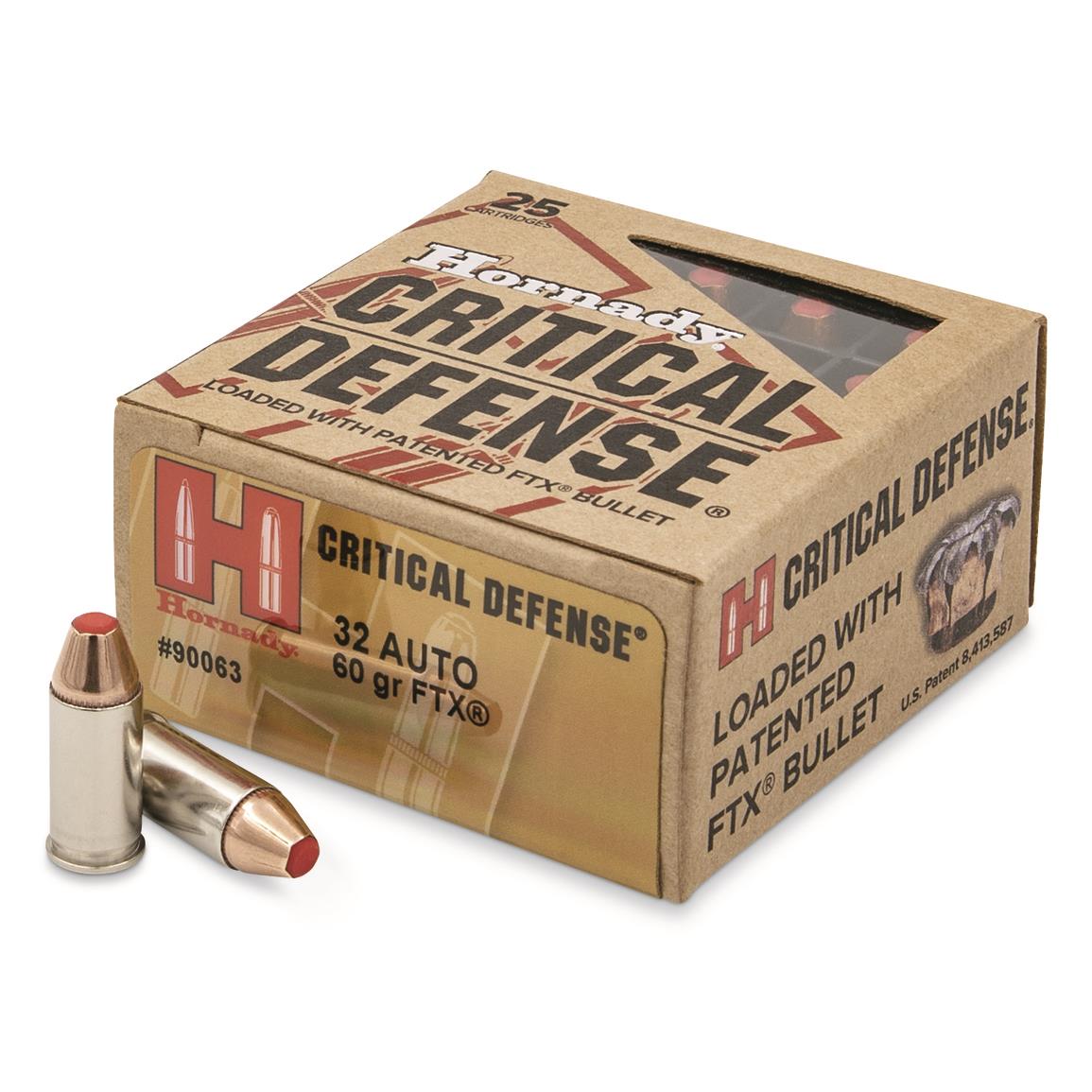 Hornady Critical Defense 32 Acp 60gr Ftx 1000 Fps 25box