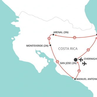 tourhub | Wendy Wu | Colours of Costa Rica | Tour Map