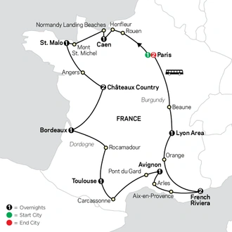 tourhub | Cosmos | Grand Tour of France | Tour Map