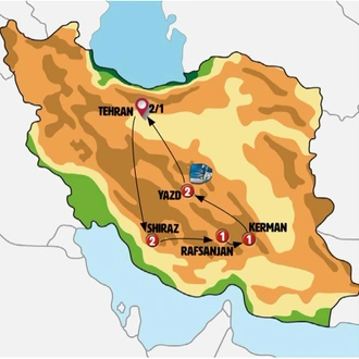 tourhub | Europamundo | Treasures of Iran | Tour Map